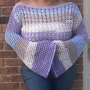 Crochet Bellbottom Sweater. Variegated Color.